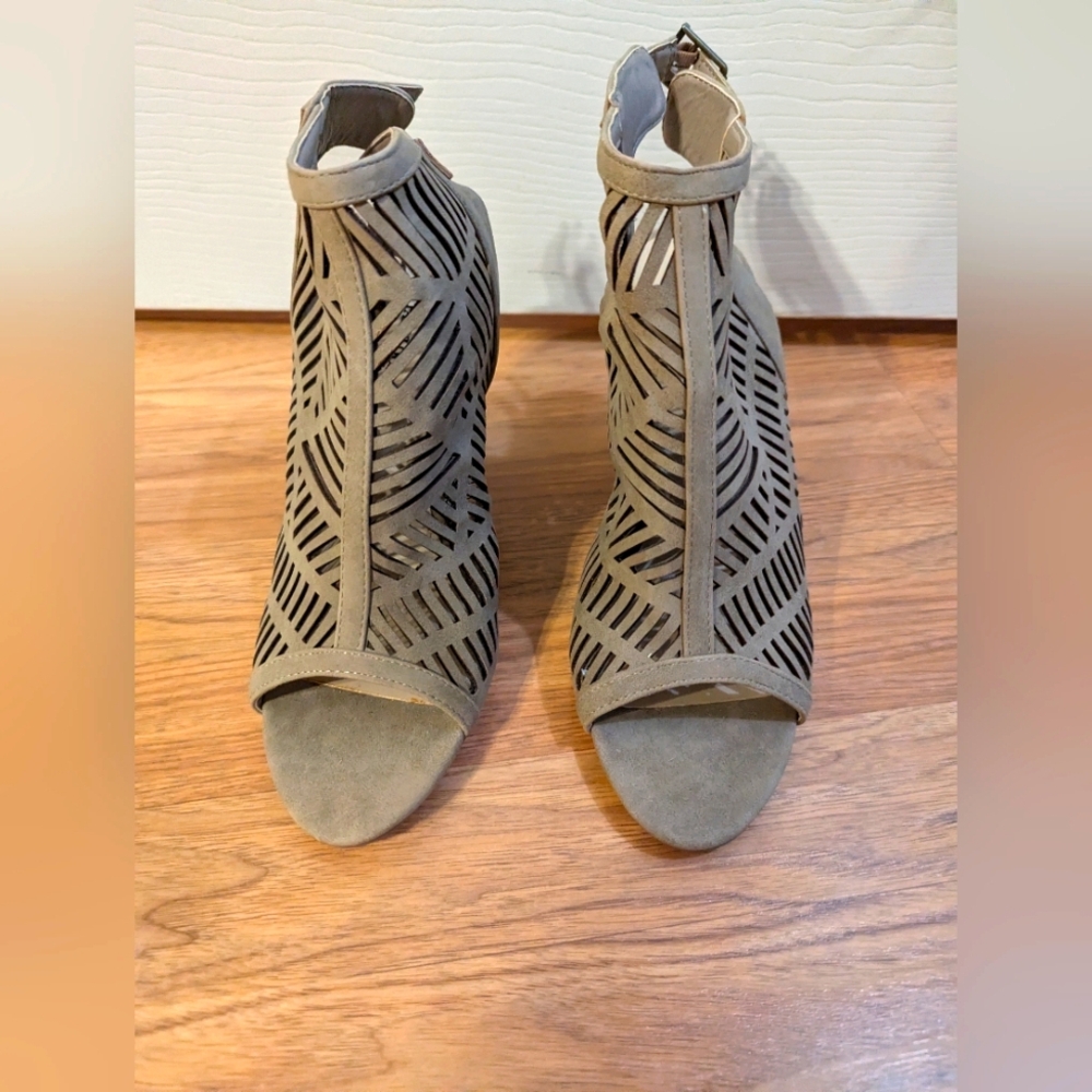 Women's Suede Peep-Toe Ankle Boots
